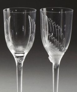 Marc Lalique : Deux flûtes à champagne » Ange » en Cristal