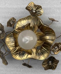 1970′ Applique Ou Plafonnier Au Feuillage Maison Jansen en Laiton 1 Ampoule