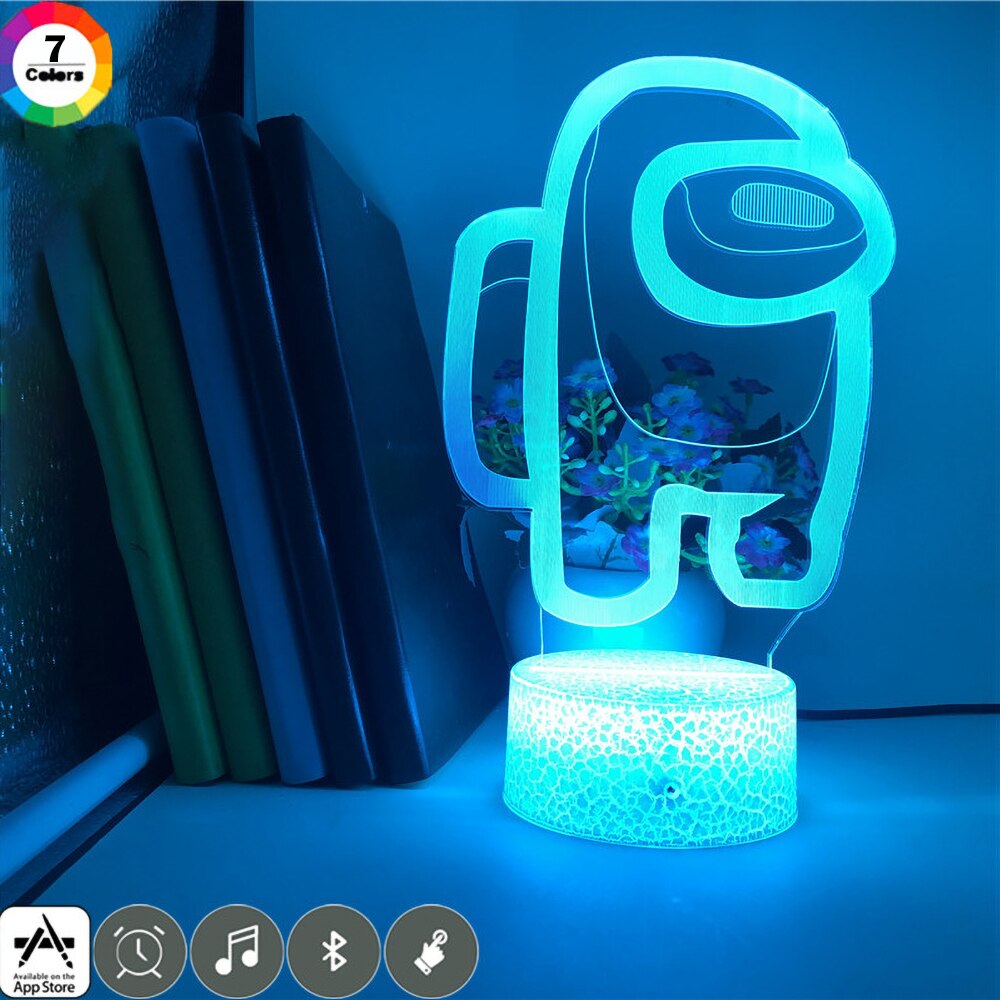 Among us ( parmi nous ) 3D veilleuse 7/16 couleurs changement lumière LED jeu Illusion décor jouets nouveauté lumière pour noël cadeau lampe de Table – Image 2
