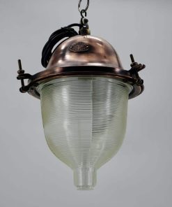 Suspension industrielle Holophane cuivre et verre