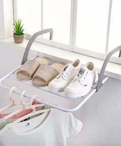 1 pièces pliable vêtements en plastique étendoir fenêtre extérieur balcon Portable support suspendu vêtements gain de place accessoires pour la maison