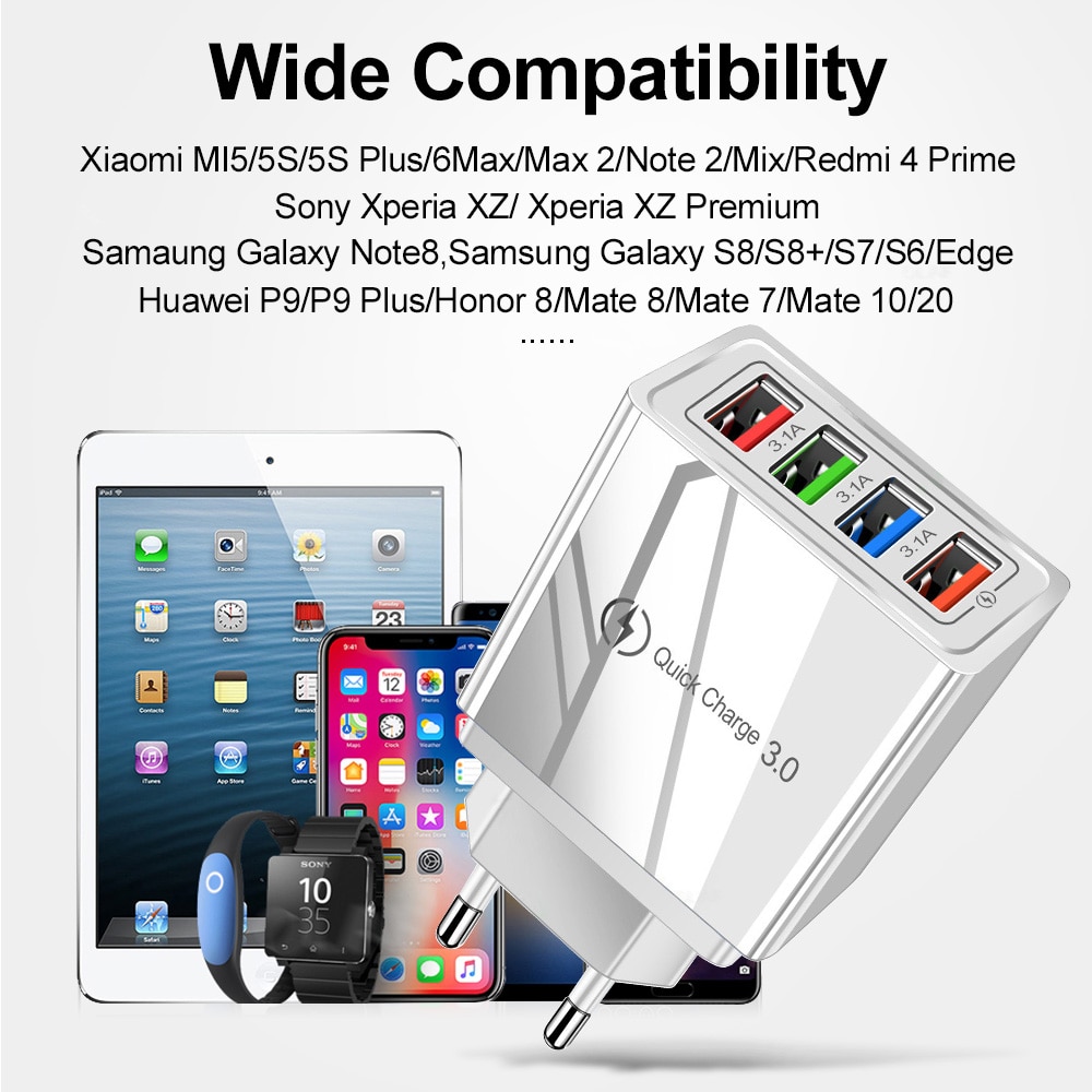 Prise ue/US chargeur USB Charge rapide 3.0 pour adaptateur téléphone pour Huawei Mate 30 tablette Portable chargeur Mobile mural chargeur rapide – Image 2