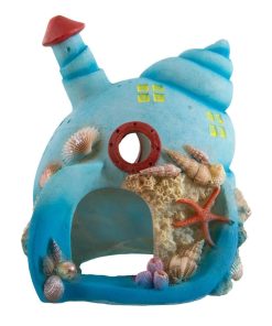 Ornement d’Aquarium – Château d&rsquo;Escargot Bleu – Underwater Treasures