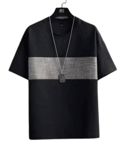 T-Shirt en Coton avec Bande au Centre pour Homme