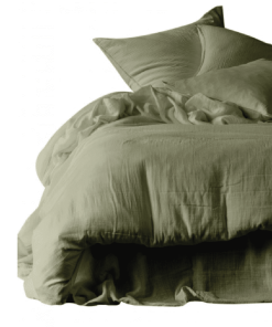 Taie d&rsquo;Oreiller Gaze de Coton Kaki DILI, Différentes Tailles | Haomy